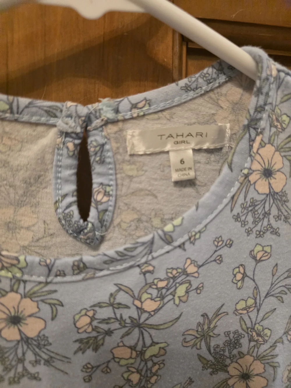 Tahari Light Blue Floral Long-Sleeve Tunic Top